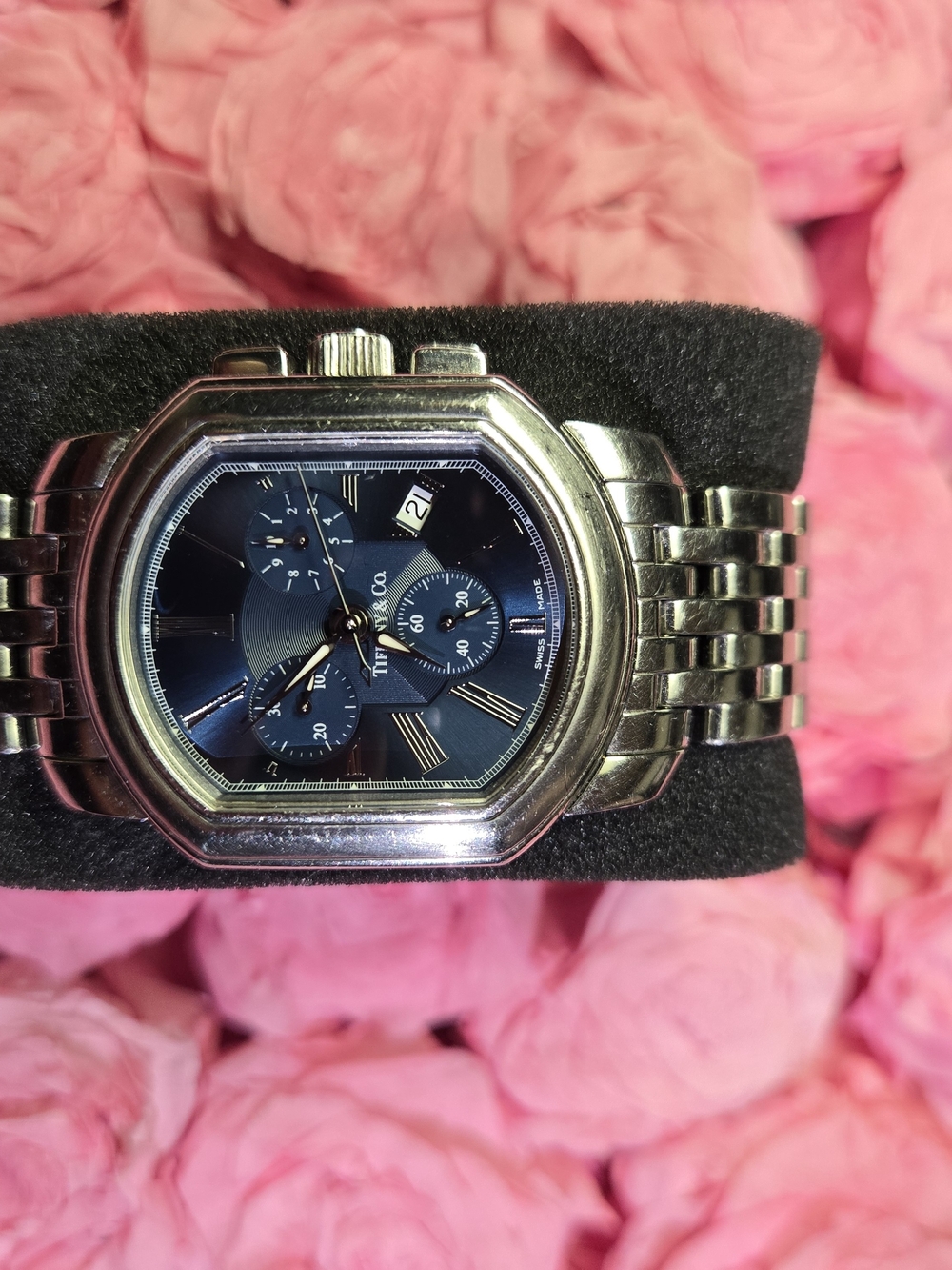 Tiffany & Co. Men's Blue Dial Stainless Chronograph Watch